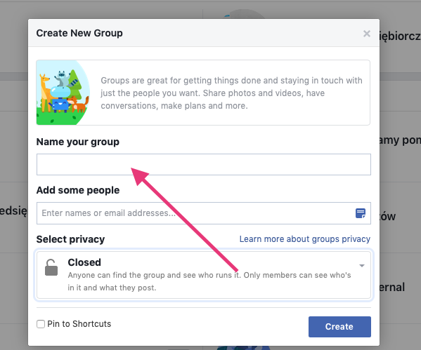 Geek Cat - jak założyć grupę na Facebooku - tworzenie grupy FB dodawanie nazwy grupy na fb