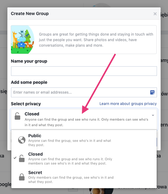Geek Cat - jak założyć grupę na Facebooku - tworzenie grupy FB prywatność grupy na fb